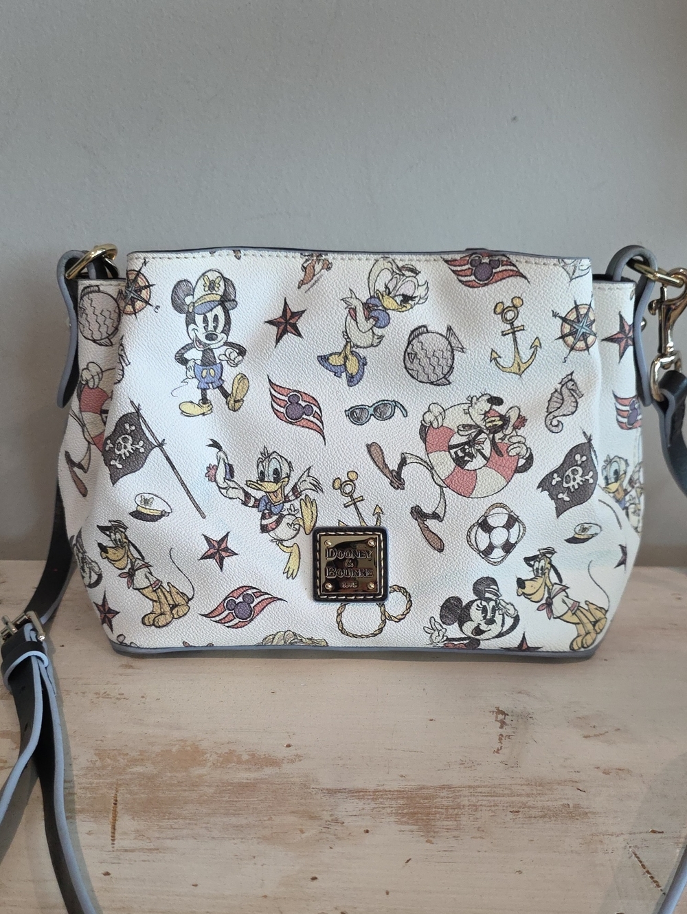 Rare Dooney & Bourke White Disney Sailor Print Crossbody
